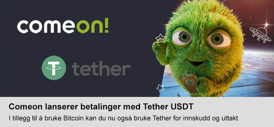 Comeon lanserer Tether USDT for innskudd og uttak