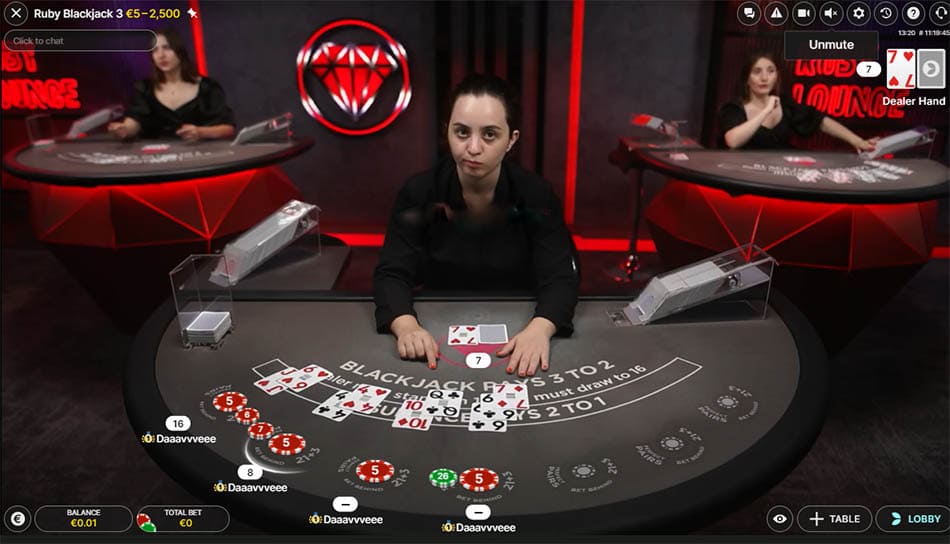 Blackjack live på livecasino